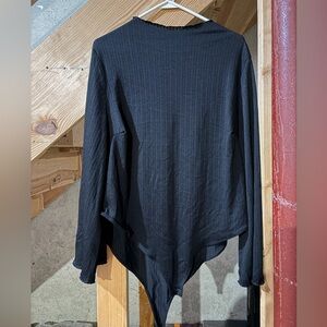 SHEIN Classic Black Knitwear bodysuit with bell sleeves